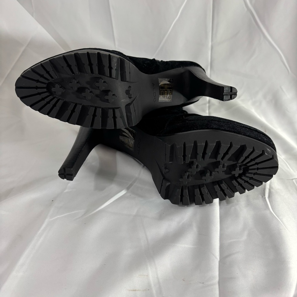 ALDO ‘Aliria’ black Velvet Lace Up/Zip Platform Ultra High Heel Ankle Boots 10 - Picture 12 of 14